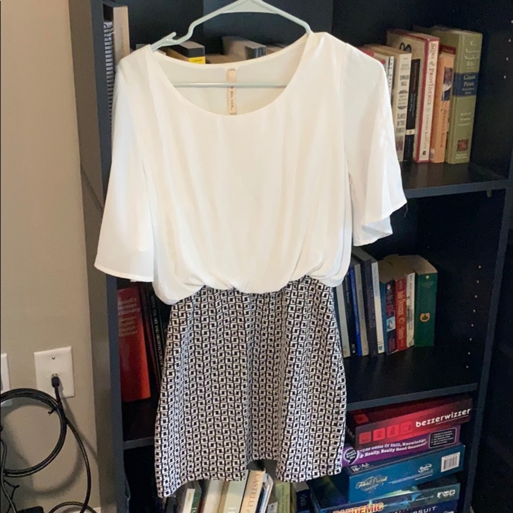 Dress with white top and checkered skirt